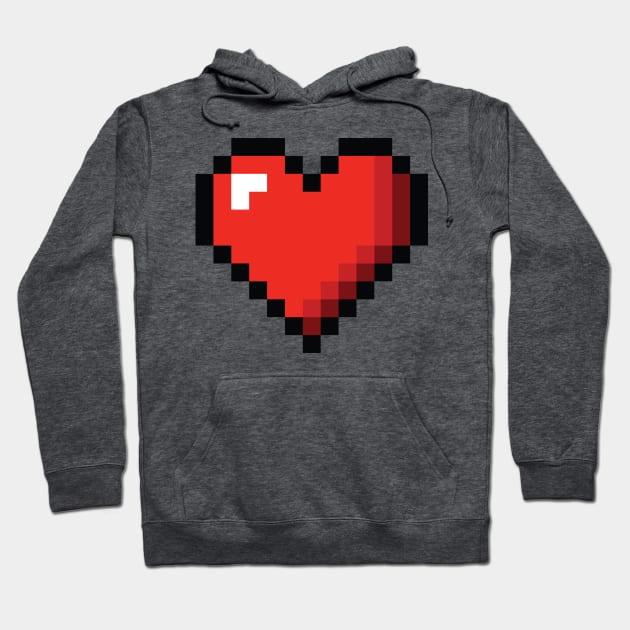 8-bit Pixel Heart or Video Game Health Heart Hoodie by ChattanoogaTshirt